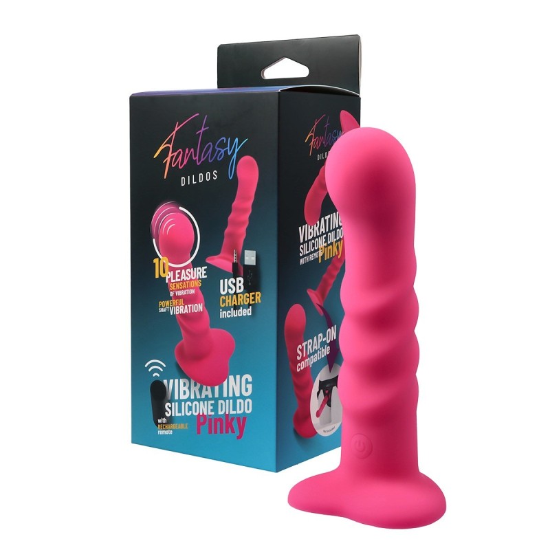 Gode vibrant en silicone « pinky » avec télécommande