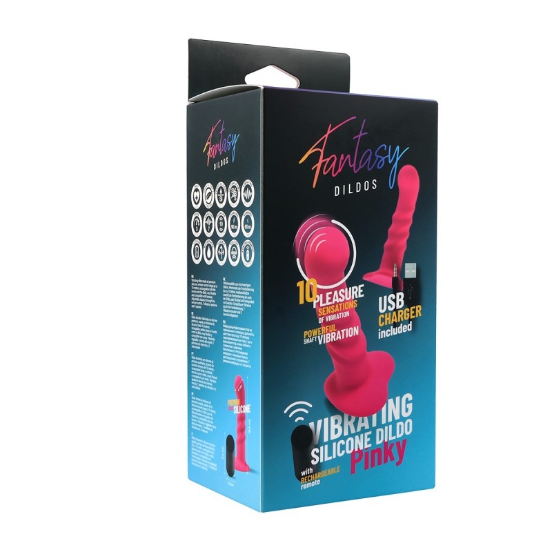 Gode vibrant en silicone « pinky » avec télécommande