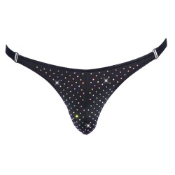 String avec strass brillants  Noir