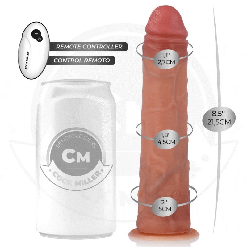 GODE RÉALISTE AVEC VENTOUSE ET TÉLÉCOMMANDE VIBRATIONS 19,5 CM - COCK MILLER -