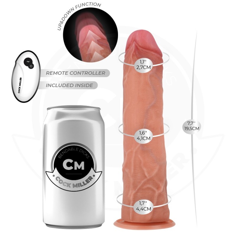GODE HYPER-RÉALISTE À VENTOUSE ET À POUSSÉE AVEC TÉLÉCOMMANDE 19,5 CM -COCK MILLER