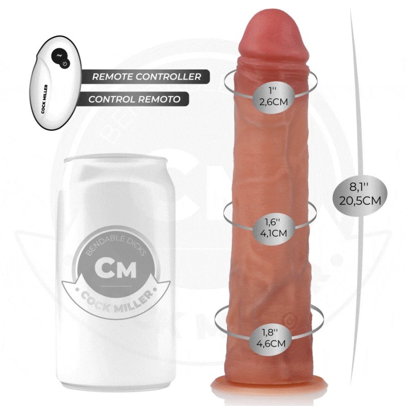GODE RÉALISTE AVEC VENTOUSE ET TÉLÉCOMMANDE VIBRATIONS 20,5 CM -COCK MILLER -