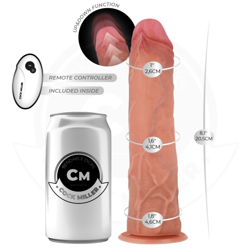 GODE HYPER-RÉALISTE À VENTOUSE ET À POUSSÉE AVEC TÉLÉCOMMANDE 20,5 CM -COCK MILLER -