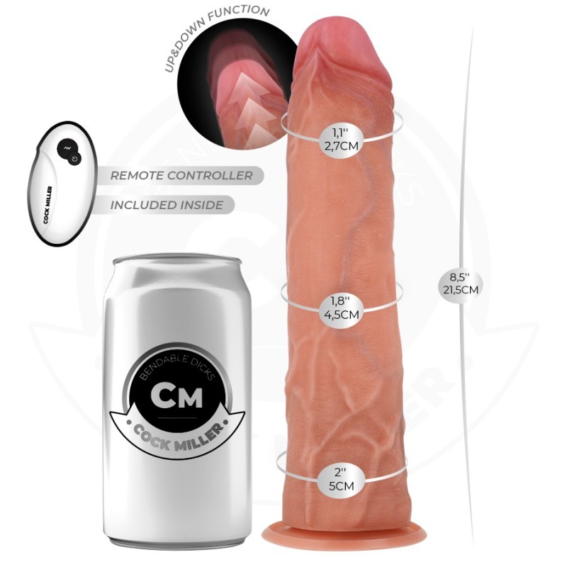 GODE HYPER-RÉALISTE À VENTOUSE ET À POUSSÉE AVEC TÉLÉCOMMANDE 21,5 CM -COCK MILLER -
