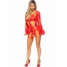 LEG AVENUE - 86123 ENSEMBLE PEIGNOIR ET PORTE-JARRETELLES ROUGE