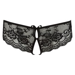 Joli slip ouvert NOIR dentelle de fleurs COTTELLI XL