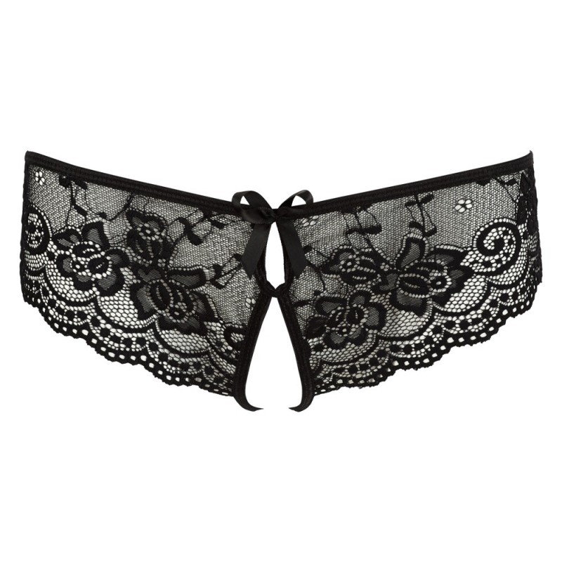 Joli slip ouvert NOIR dentelle de fleurs COTTELLI XL