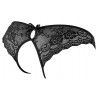 Joli slip ouvert NOIR dentelle de fleurs COTTELLI XL