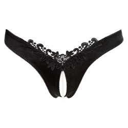 Slip soyeux ouvert avec un collier de perles