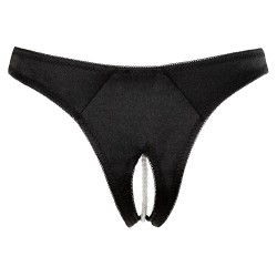 Slip soyeux ouvert avec un collier de perles