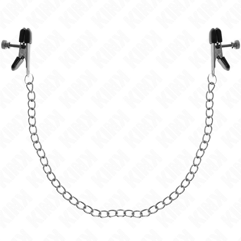 KINK - PINCES À TETONS - chaine plate argent 34 CM