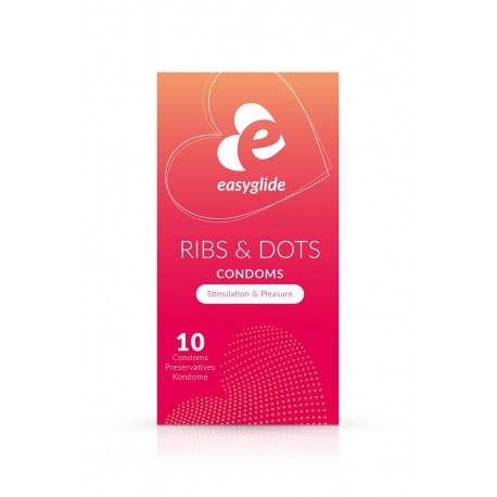 EasyGlide -10 préservatifs RIBS AND DOTS