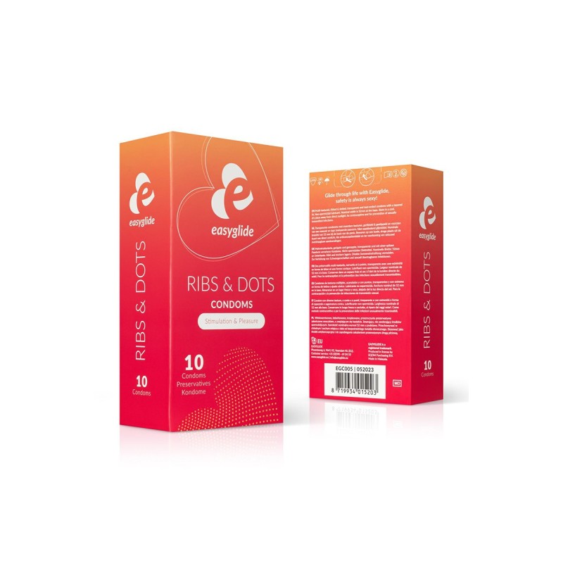 EasyGlide -10 préservatifs RIBS AND DOTS