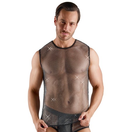 SVENJOYMENT - TEE-SHIRT SEXY NOIR EN RESILLE