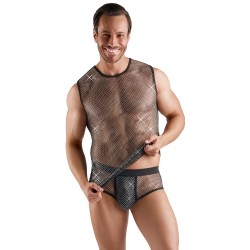 SVENJOYMENT - TEE-SHIRT SEXY NOIR EN RESILLE