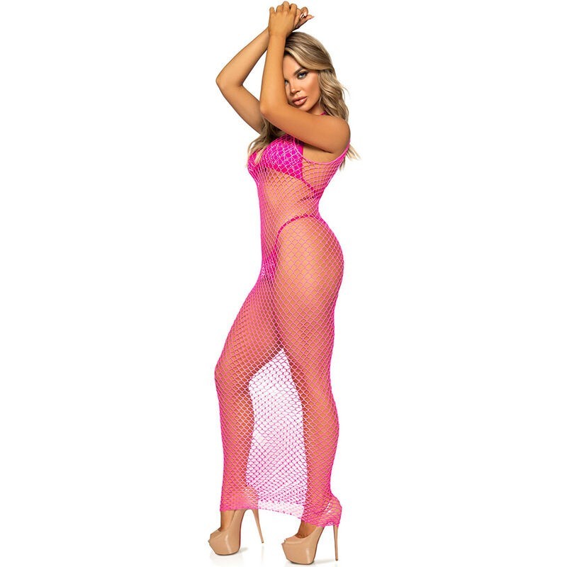 LEG AVENUE - ROBE LONGUE SNA MANCHE FILET FUCHSIA
