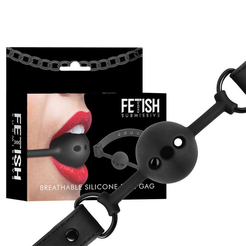FETISH - BÂILLON À BOULE EN SILICONE RESPIRANT