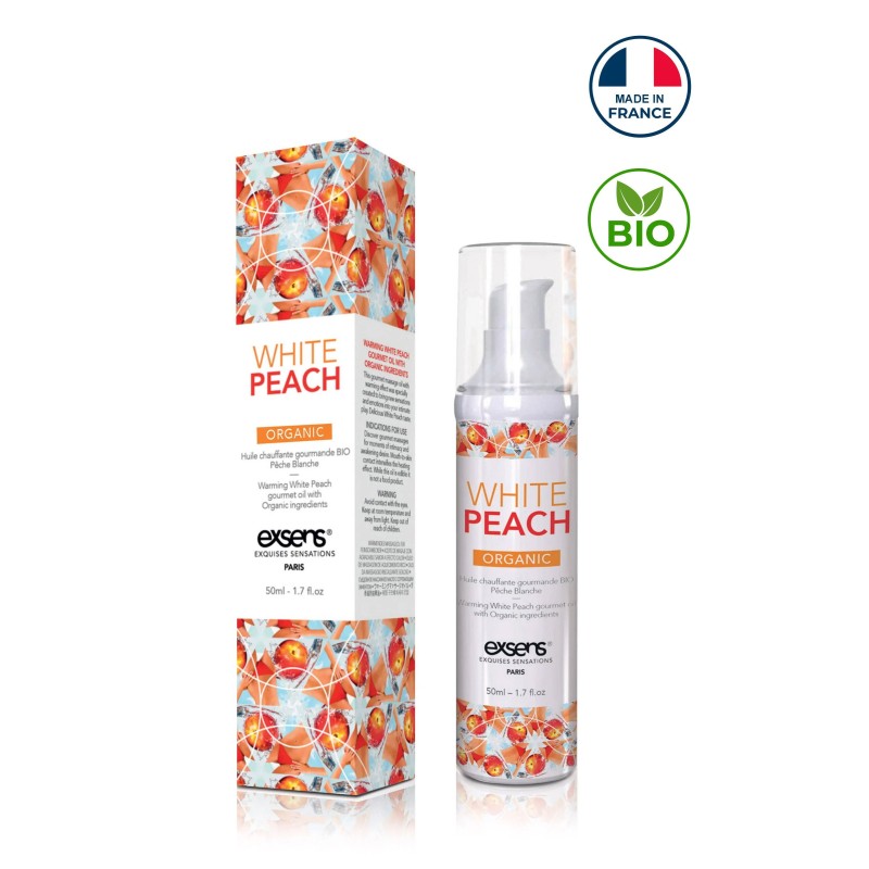 Huile chauffante Gourmande Pêche Blanche BIO -White Peach -50ml -exsens