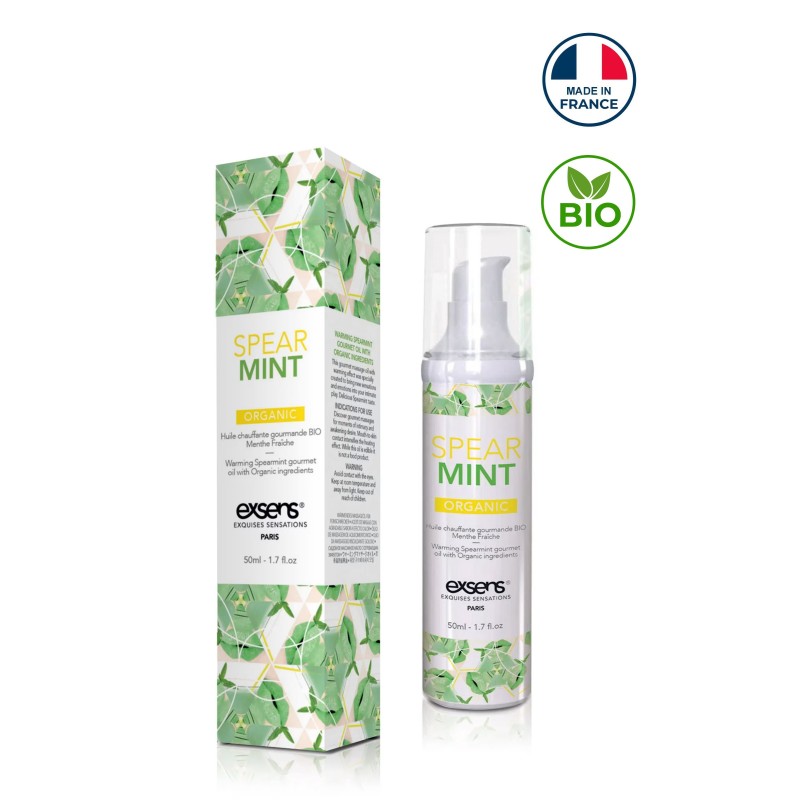 Huile de massage chauffante Gourmande Menthe Fraîche BIO -Spear Mint - 50ml -exsens