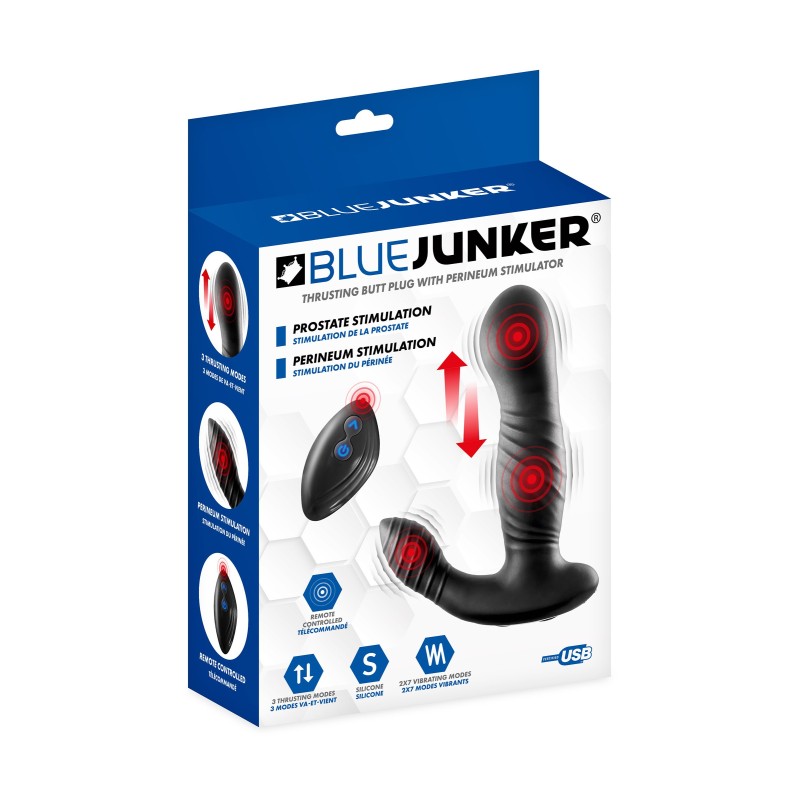 stimulateur de prostate va-et-vient et stimulateur de périnée - blue junker