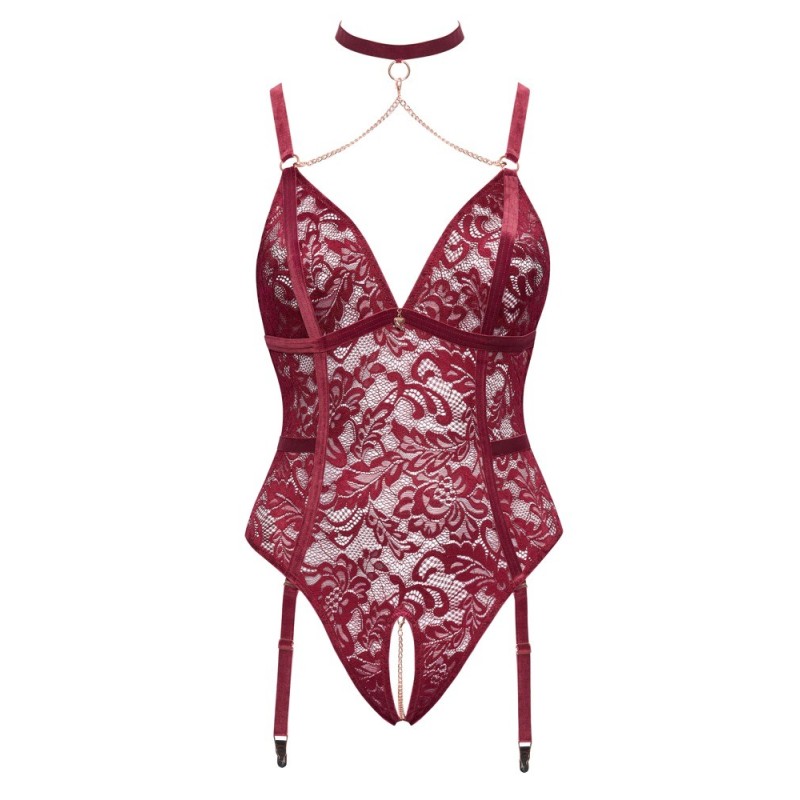 Body porte-jarretelles ouvert avec collier- Cottelli