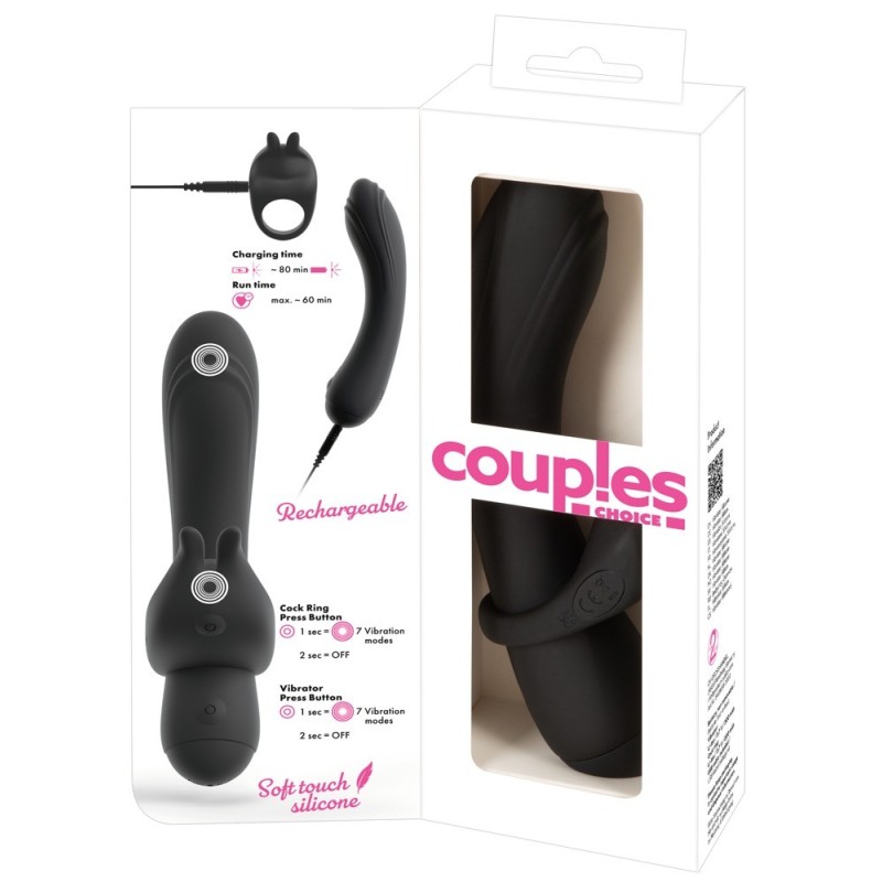 Vibromasseur avec anneau pénien vibrant amovible - Duo vibrator - couples choice