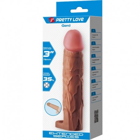 PRETTY LOVE - MANCHON DE PÉNIS GERD AVEC EXTENSION DE 7,6 CM MULÂTRE