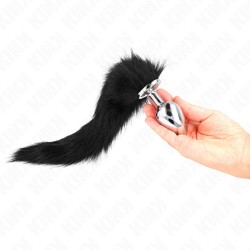 KINK - PLUG ANAL PLUG ANAL TAILLE L 10 X 4 CM  AVEC QUEUE SYNTHÉTIQUE 40 CM NOIR
