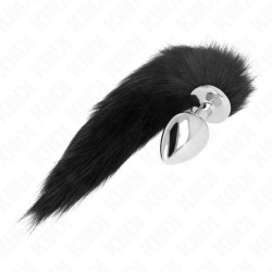 KINK - PLUG ANAL PLUG ANAL TAILLE L 10 X 4 CM  AVEC QUEUE SYNTHÉTIQUE 40 CM NOIR