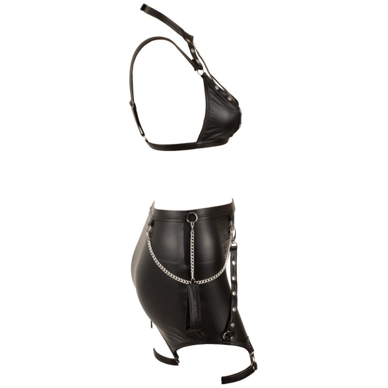 Cottelli  - Ensemble soutien-gorge à lanières, mini-jupe porte-jarretelles