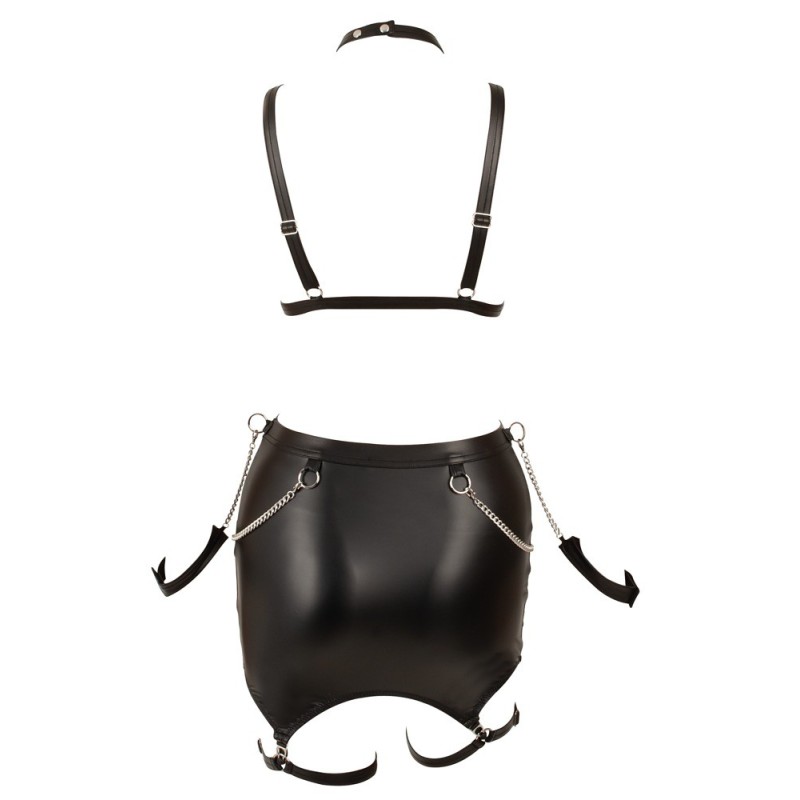 Cottelli  - Ensemble soutien-gorge à lanières, mini-jupe porte-jarretelles