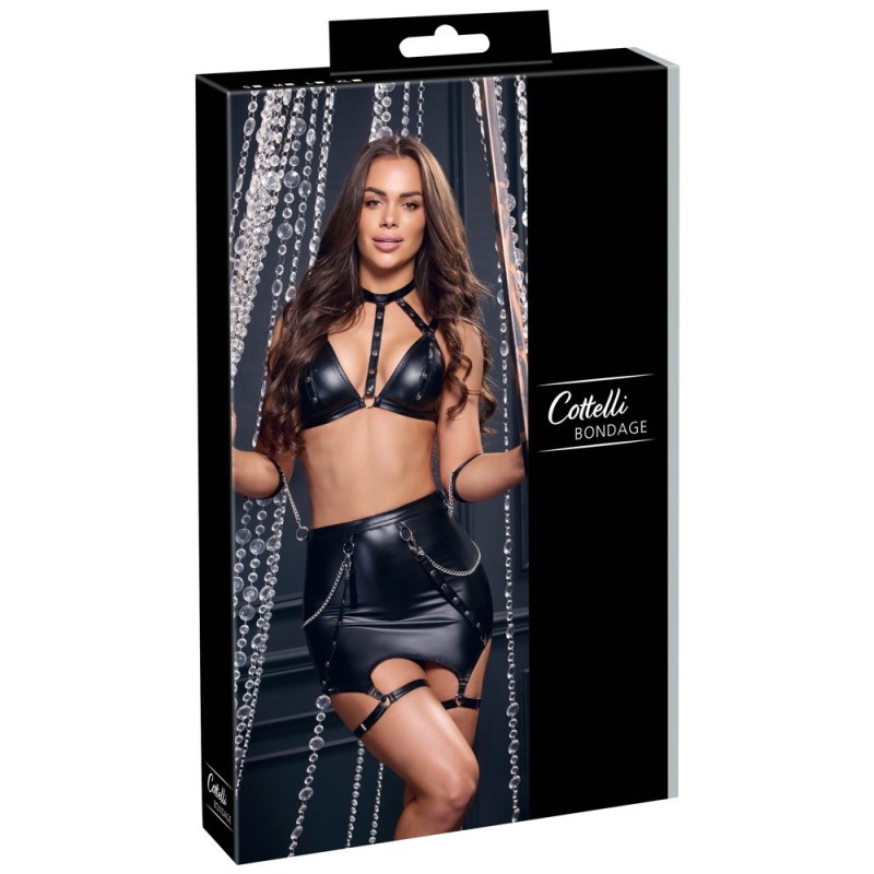 Cottelli  - Ensemble soutien-gorge à lanières, mini-jupe porte-jarretelles