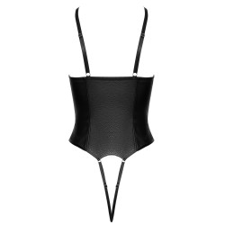 Cottelli -Body ouvert en similicuir noir