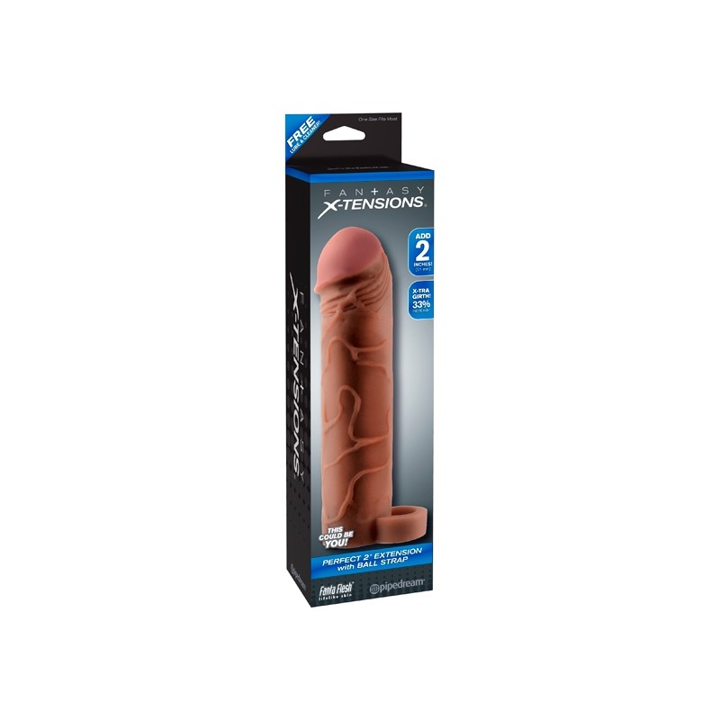 Gaine réaliste Perfect 2 Extension avec anneau- 20 cm Marron