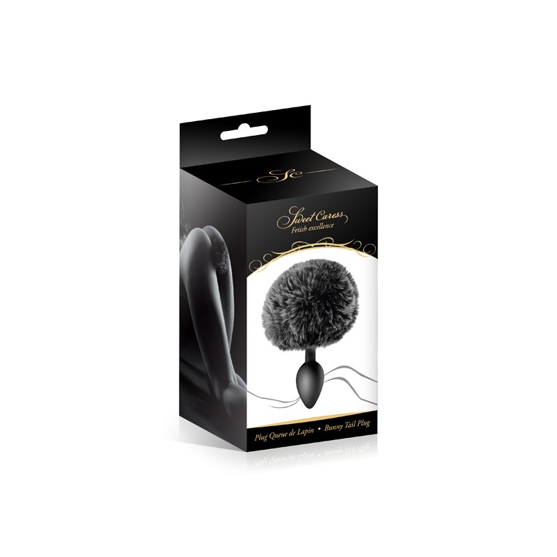 Plug anal noir pompon queue de lapin Sweet Caress