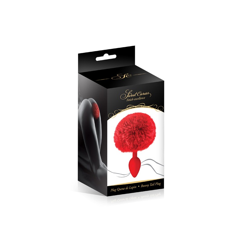 Plug anal rouge pompon queue de lapin Sweet Caress