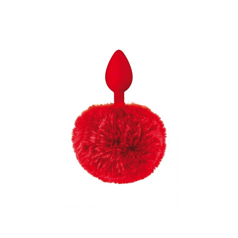 Plug anal rouge pompon queue de lapin Sweet Caress