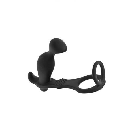 Cockring et plug anal vibrant en silicone AP070 BLUE JUNKER