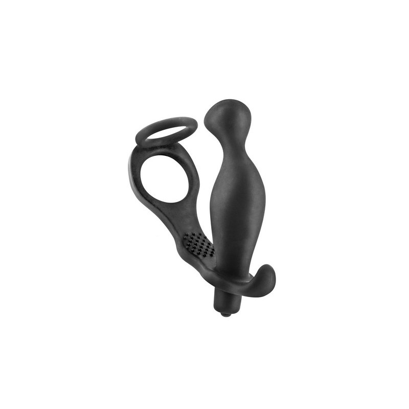 Cockring et plug anal vibrant en silicone AP070 BLUE JUNKER