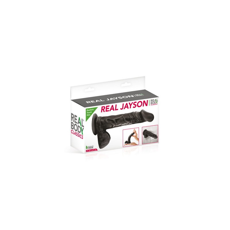 Gode Ventouse Réaliste Noir 21cm Jayson Real Body