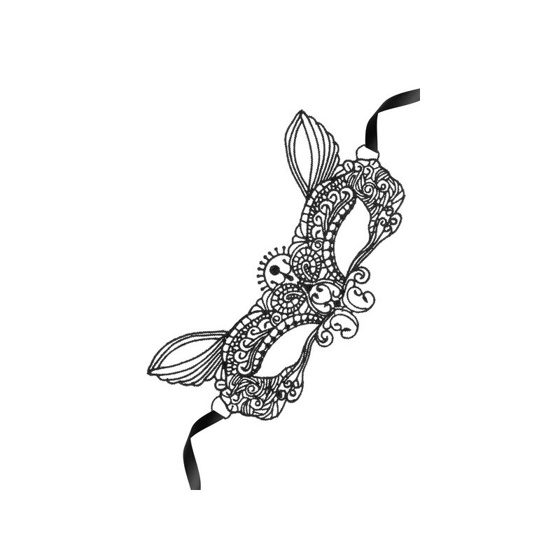 Loup noir dentelle brodée souple de chat Maskarade