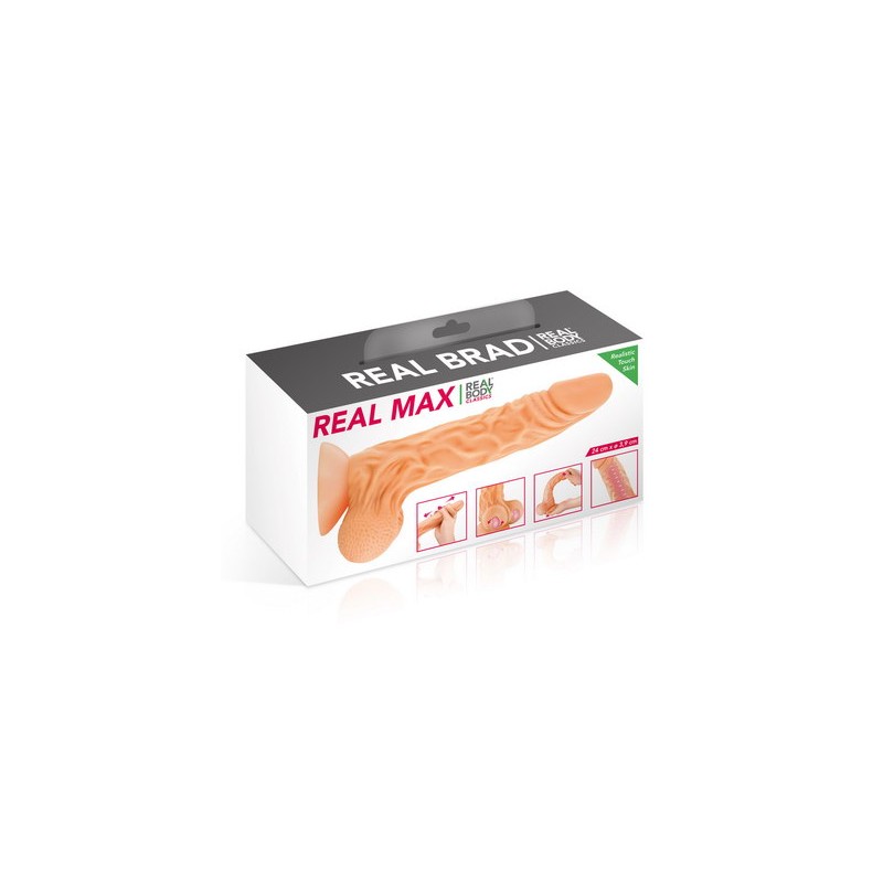 Real max Gode réaliste sur ventouse 22 cm mouvement du prépuce Real Body