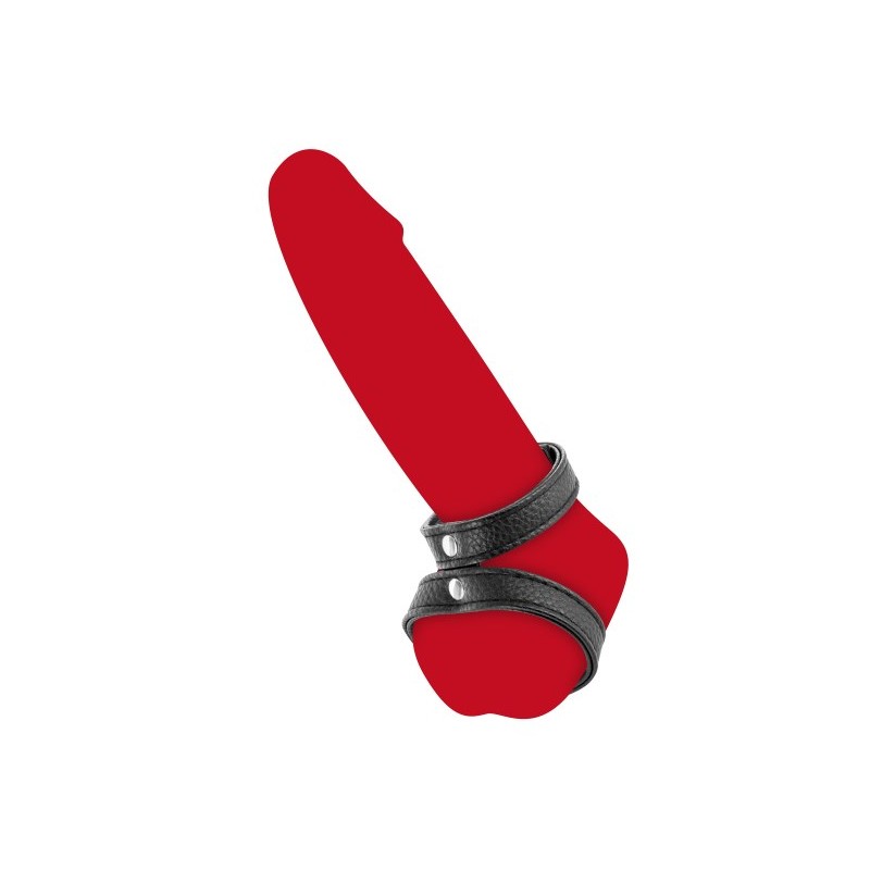 Double cockring simili cuir Fetish Tentation