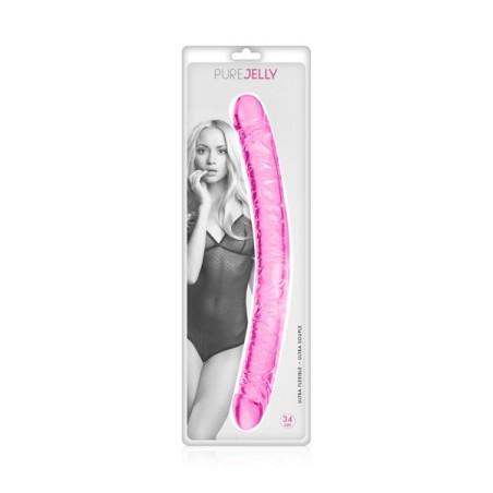Double dong veiné de 34cm en jelly 2 couleurs aux choix Pure Jelly