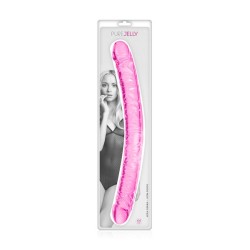 Double dong veiné de 44cm en jelly 2 couleurs aux choix Pure Jelly