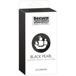 24 Préservatifs Noirs Perlés - Black Pearl Secura