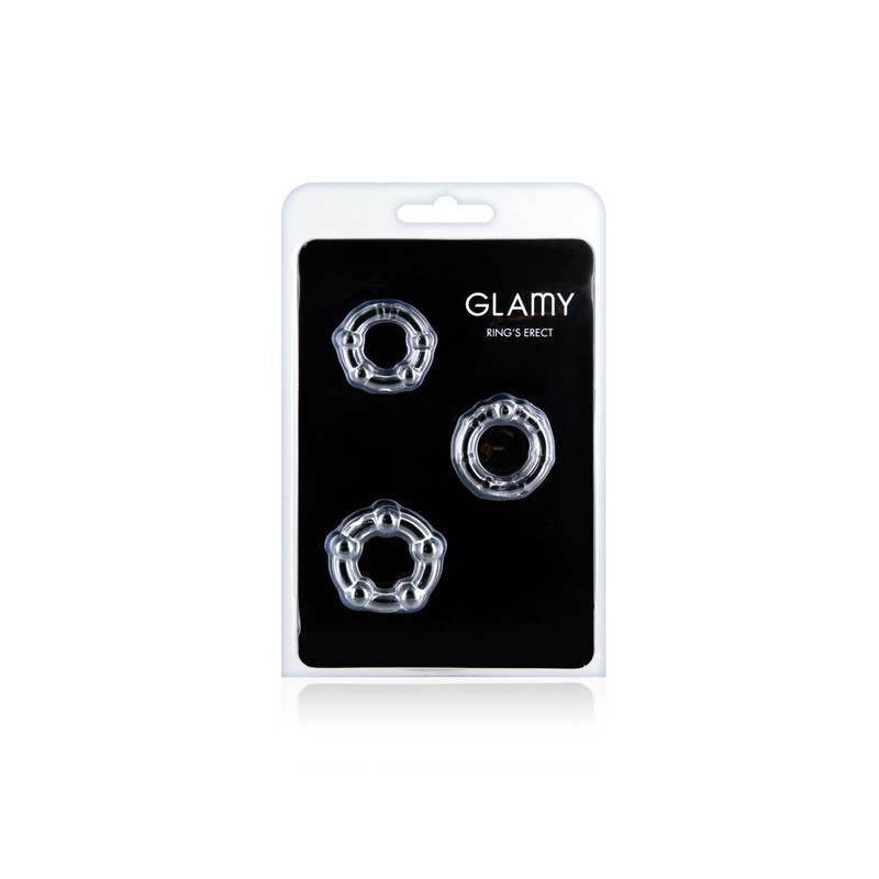 Kit de 3 cockrings transparents Rings Erect Glamy