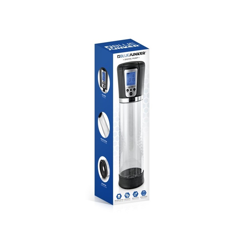 Pompe à pénis digitale USB  avec écran LCD Blue Junke